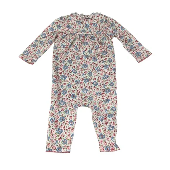 Ralph Lauren Baby Girl Floral Romper One-Piece 6M Snap Front Bow Ruffle Trim - Picture 3 of 8